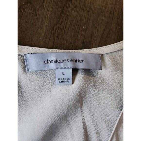 CLASSIQUES ENTIER Tan Scoop Neck Silk Blouse Tank Top Key Hole Back Large - Picture 4 of 7